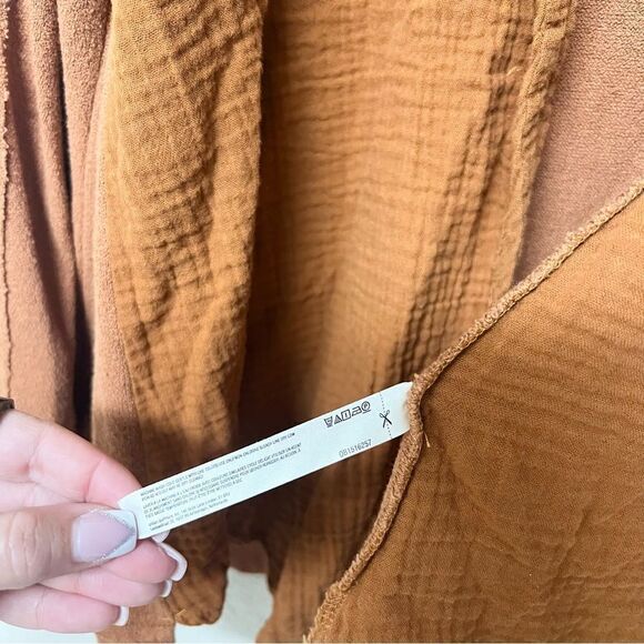 Anthropologie Open Front Cardigan Textured Hooded Size M Burnt Orange - Picture 5 of 7